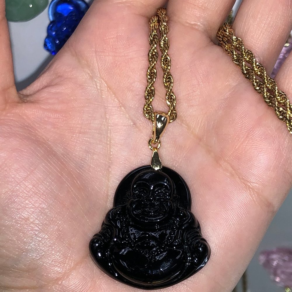 Black lucky Buddha necklace